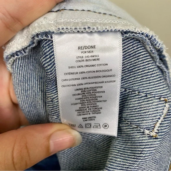 RE/DONE Denim 90s Crop Low Slung Button Fly Boyfriend Short Bleu Mere Blue Sz 30 - Picture 12 of 13